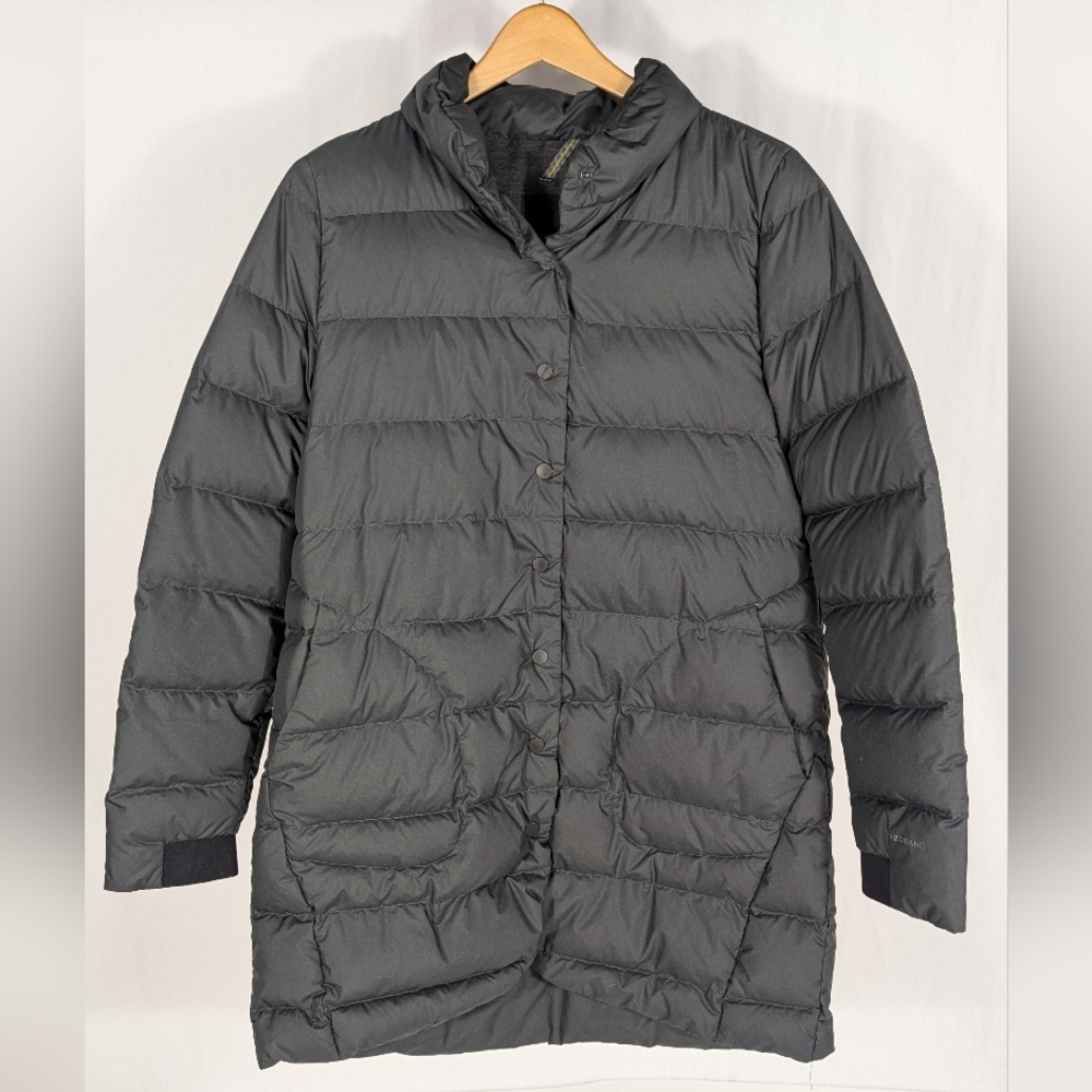 Cole Haan Zerogrand Women's Long Insulated Button Up Gray Puffer Jacket Size L